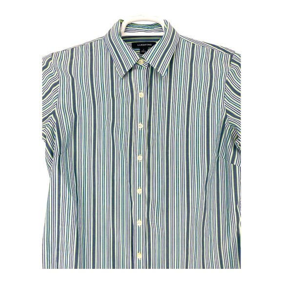 Land's End Women's Button-up Shirt Top SZ 8 Medium Striped Cotton - Picture 4 of 6